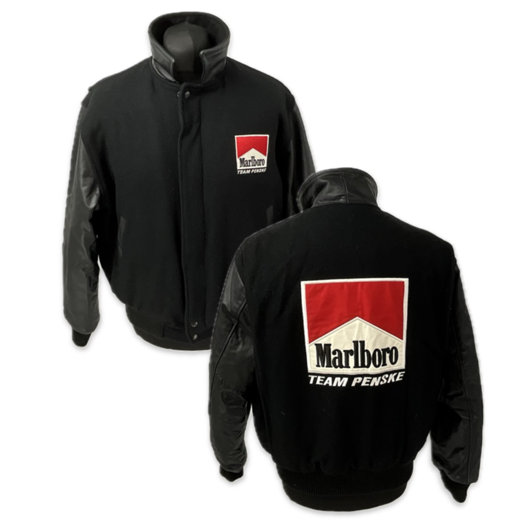 Vintage Marlboro Team Penske Indy Car Team Bomber Jacket-Black