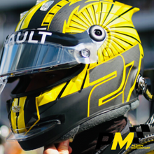 Load image into Gallery viewer, Nico Hulkenberg Renault F1 Team 2019 Mirror Tinted Race Used Visor with tare Off Strips