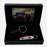 TF Sport Aston Martin Racing Team Le Mans Race Used Carbon Fibre Key Ring Set in a Presentation Box