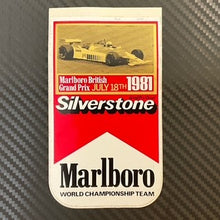 Load image into Gallery viewer, Genuine Origional 1981 Silverstone Marlboro British Grand Prix Event Sticker