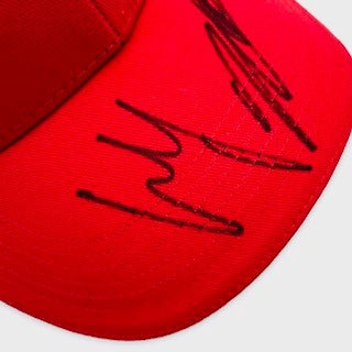 Charles Leclerc&nbsp; &amp; Carlos Sainz&nbsp; Hand Signed Official Scuderia Ferrari F1 Team Cap 2024-Red