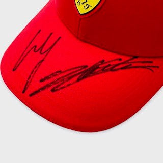 Charles Leclerc&nbsp; &amp; Carlos Sainz&nbsp; Hand Signed Official Scuderia Ferrari F1 Team Cap 2024-Red