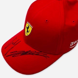 Charles Leclerc&nbsp; &amp; Carlos Sainz&nbsp; Hand Signed Official Scuderia Ferrari F1 Team Cap 2024-Red