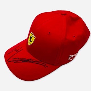 Charles Leclerc&nbsp; &amp; Carlos Sainz&nbsp; Hand Signed Official Scuderia Ferrari F1 Team Cap 2024-Red