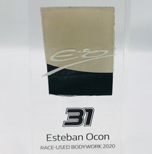 Load image into Gallery viewer, 2020 Esteban Ocon Renault Formula One Team Race Used Carbon Fibre Bodywork in Acrylic