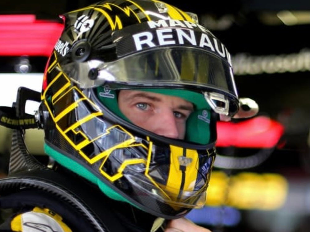 2019 Nico Hulkenberg Renault F1 Team Light Tinted Race Used Visor with Tear Off’s