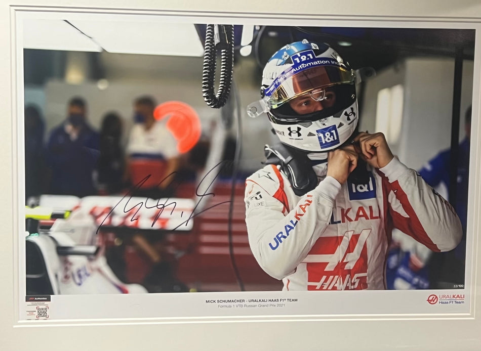 2021 Mick Schumacher Haas Formula One Team Hand Signed Framed Limited Edition Photo Print - Pit-Lane Motorsport