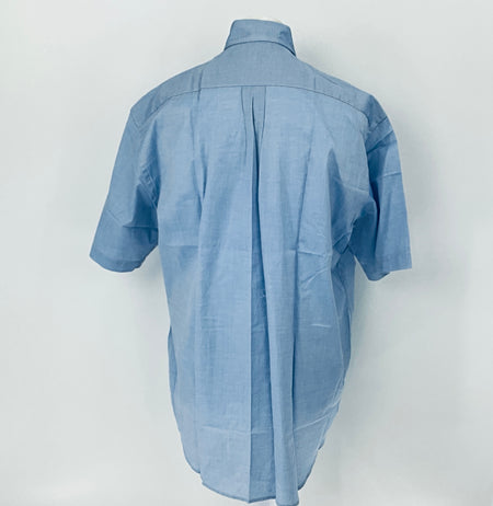 Light blue short-sleeve shirt on a white background