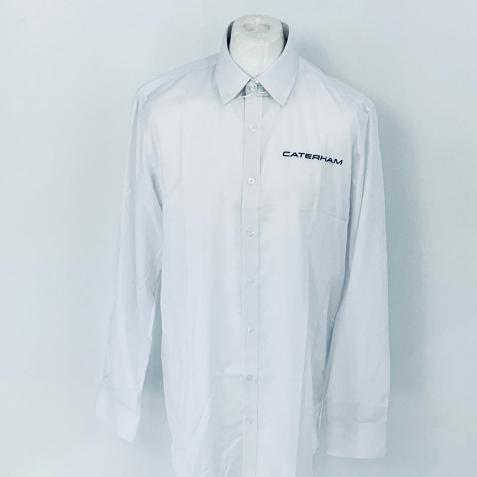White shirt with 'Caterham' logo on a mannequin against a white background