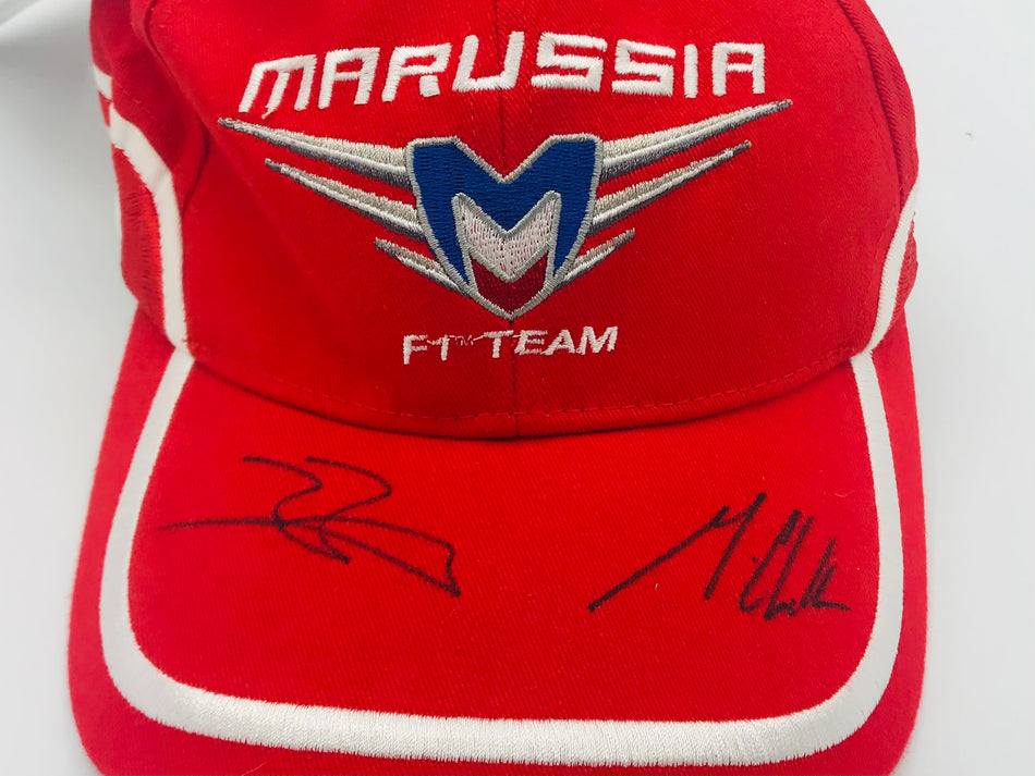 Joules Bianchi & Max Chilton Hand Signed Marussia Racing Formula One Team- Team Cap - Pit-Lane Motorsport