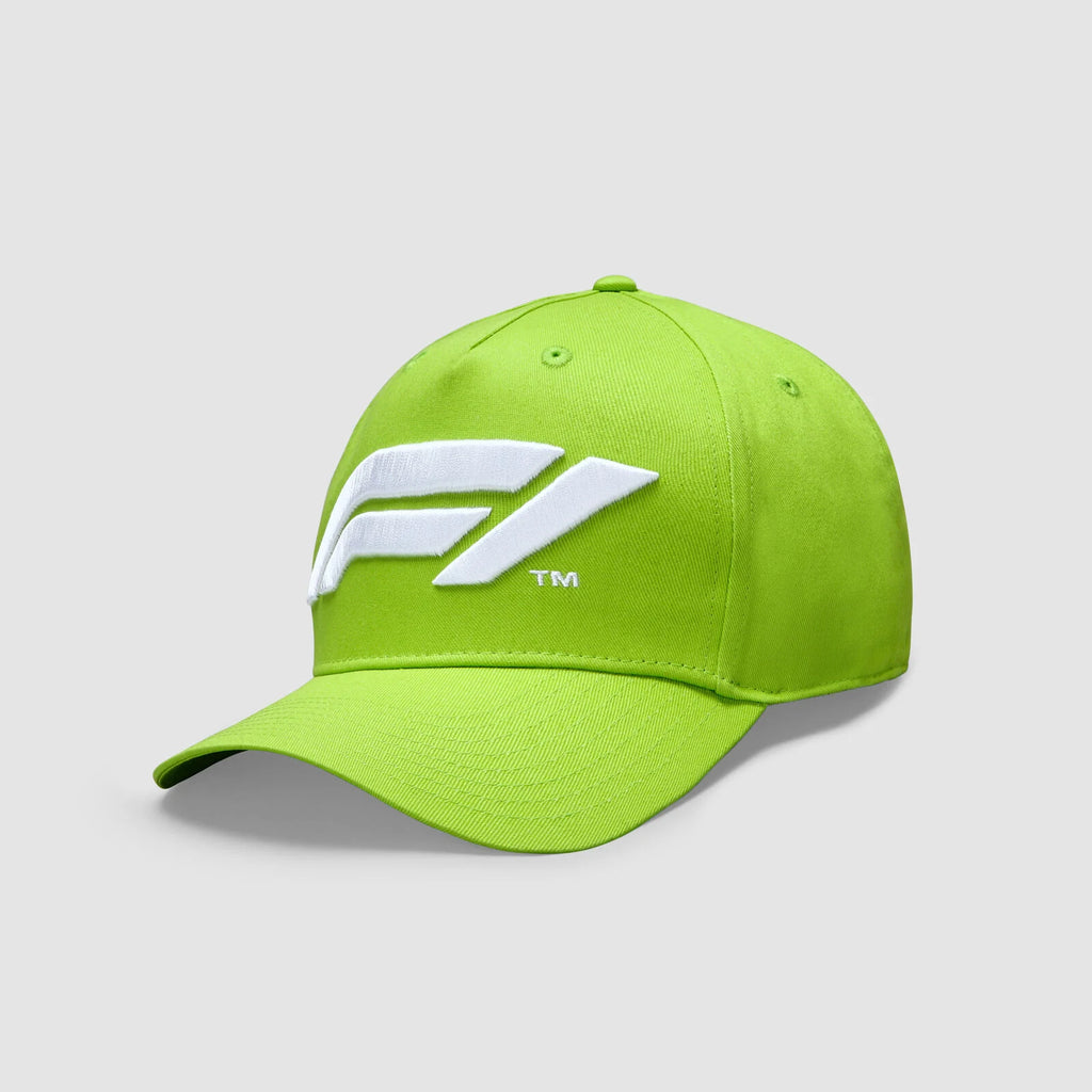 Official F1 Collection Large 3D embroidered F1 logo100% Cotton Baseball Cap-Green