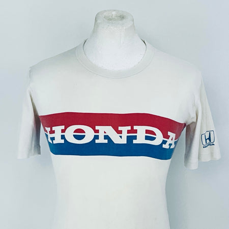 White t-shirt with Honda logo on a mannequin against a white background