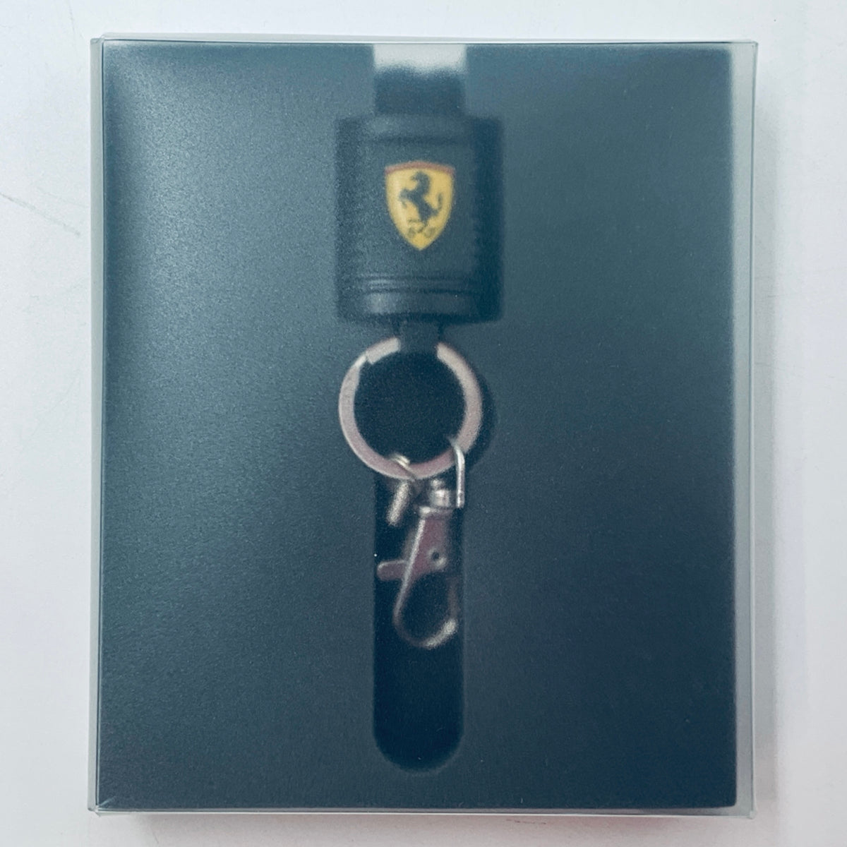 Ferrari lanyard keyring set on dark card backing with shield connector