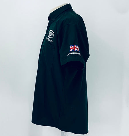 Dark teal polo shirt with Union Jack and Dunlop sleeve prints