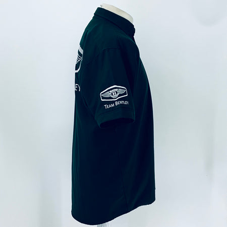 Dark teal polo shirt with Team Bentley chest logo and side profile view