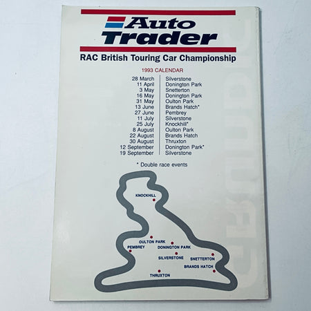 1993 Auto Trader RAC British Touring Car Championship calendar back with route map