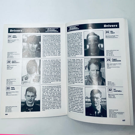 Auto Trader 1993 calendar spread showing Drivers section with portraits