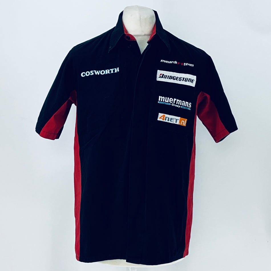 Pit crew shirt, dark navy front with COSWORTH text and sponsor patches