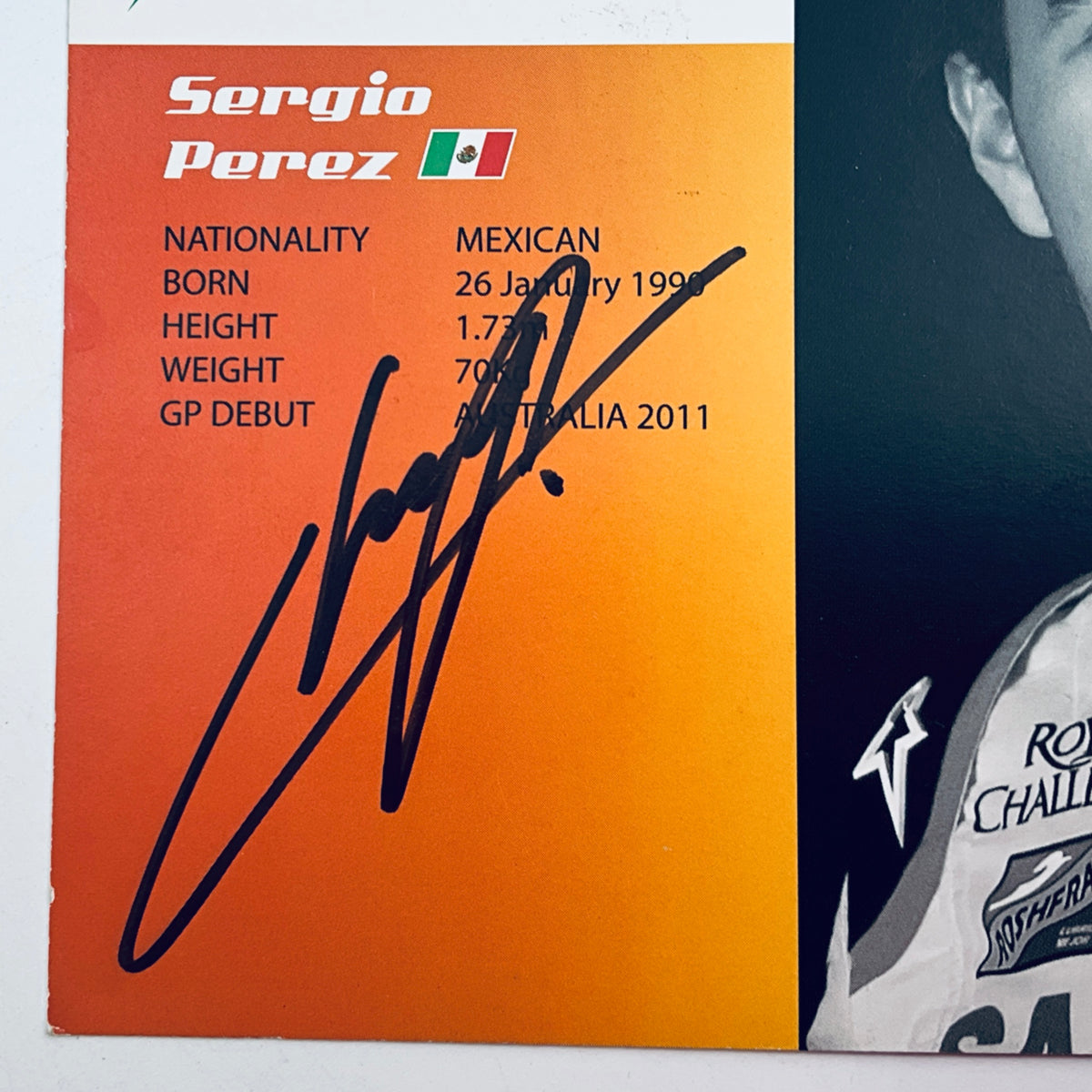 Original 2014 Force India F1 Team Sergio Perez Hand Signed Official Driver Card – With COA - Pit-Lane Motorsport