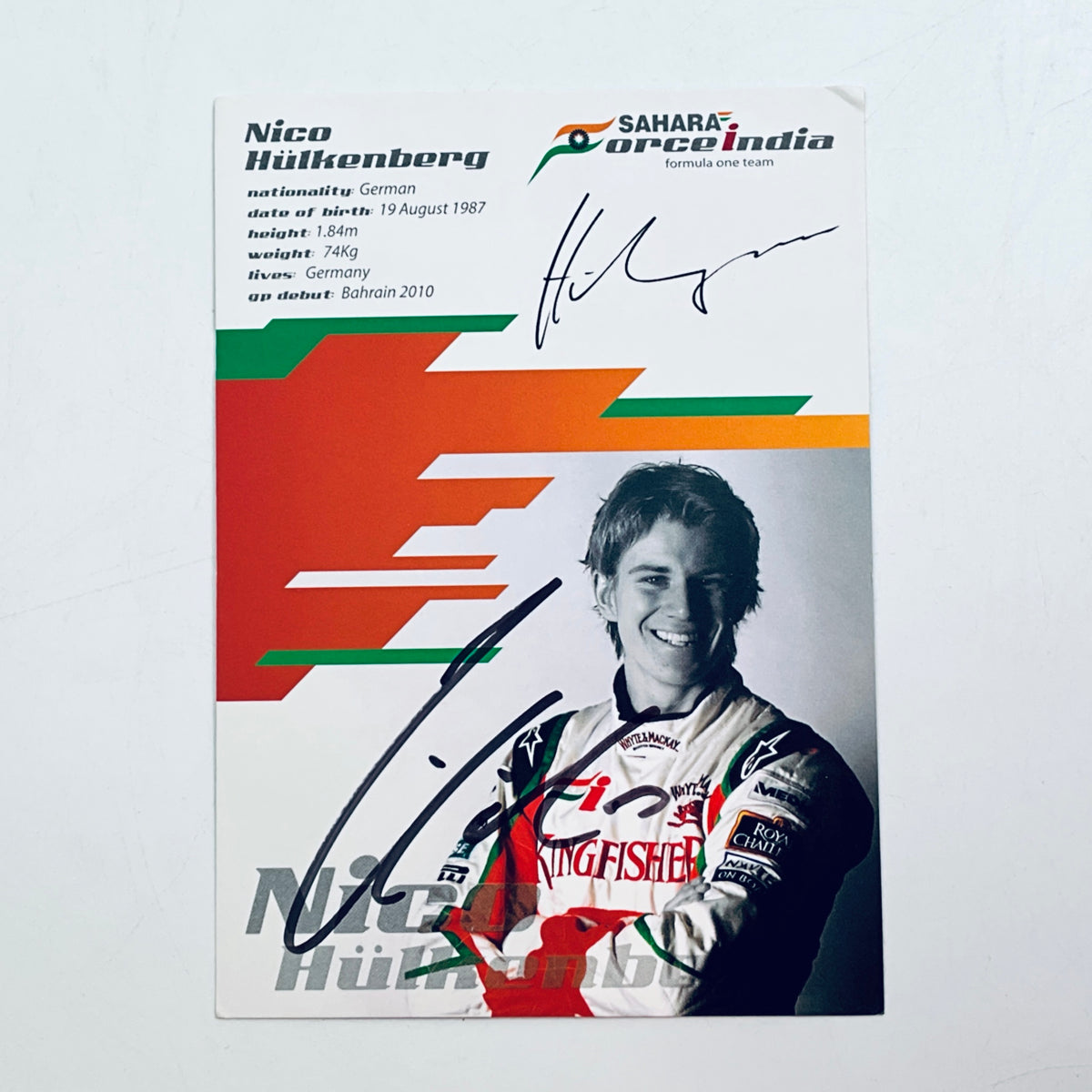 Original 2012 Force India F1 Team Nico Hülkenberg Hand Signed Official Driver Card – With COA - Pit-Lane Motorsport