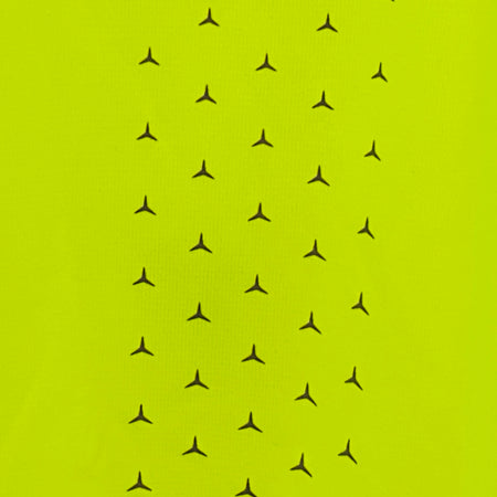 Hi-vis neon yellow T-shirt fabric with small black star print pattern