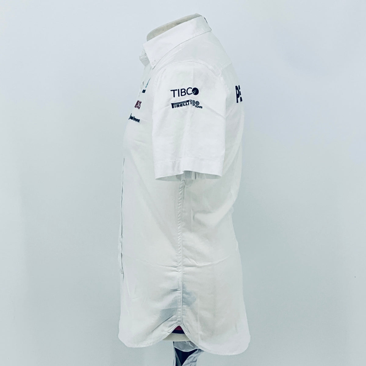White team shirt back-right side with TIBCO and Pirelli sleeve logos