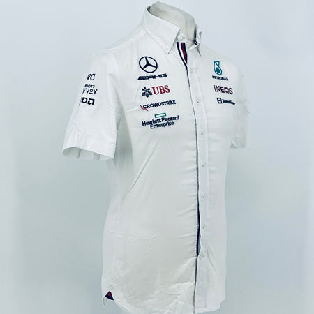 White team shirt front with Mercedes-AMG, UBS, and Petronas Ineos logos