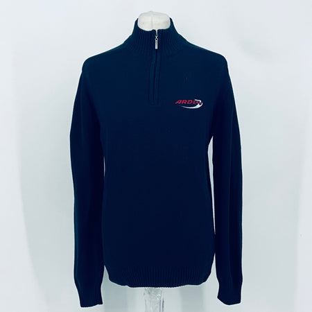 Arden Motorsport dark quarter-zip knit jumper with zip collar and chest logo