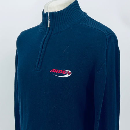 Arden Motorsport dark quarter-zip knit jumper with Arden logo and zip collar
