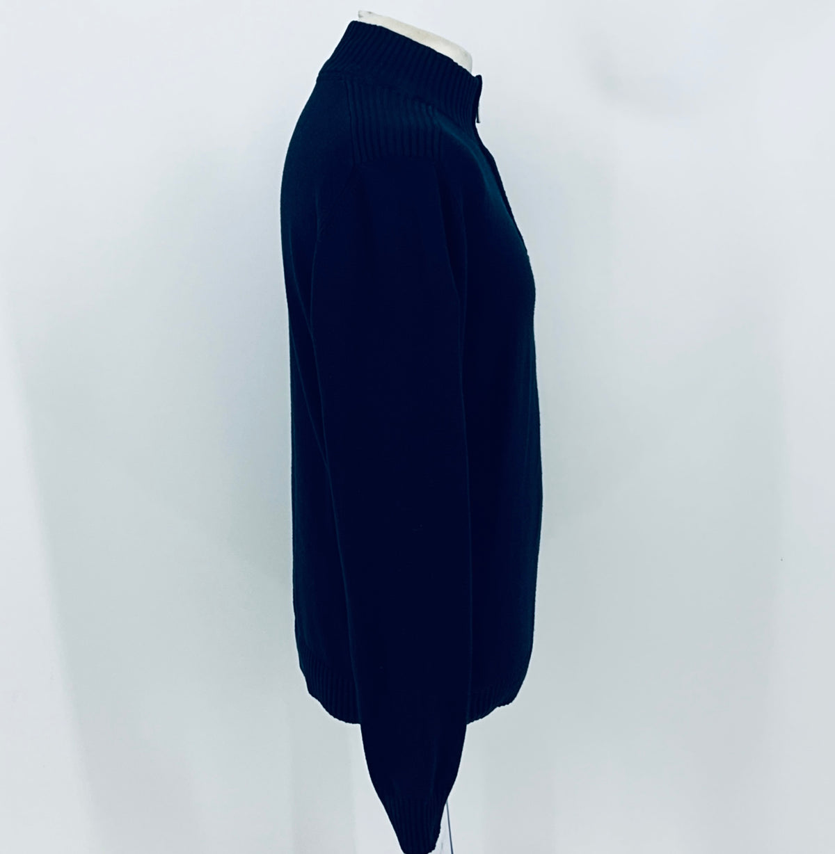 Arden Motorsport dark quarter-zip knit jumper, angled side view