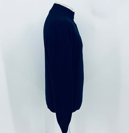 Arden Motorsport dark quarter-zip knit jumper, angled side view