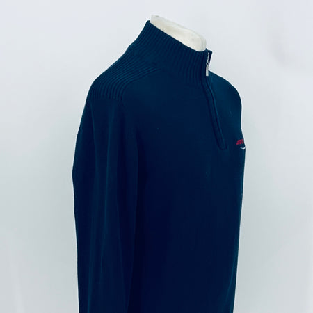 Arden Motorsport dark quarter-zip knit jumper with zip pull and small logo