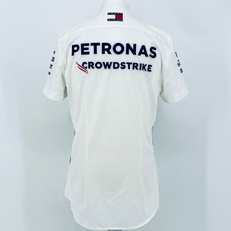 White back of team shirt with PETRONAS and CROWDSTRIKE logo across the upper back