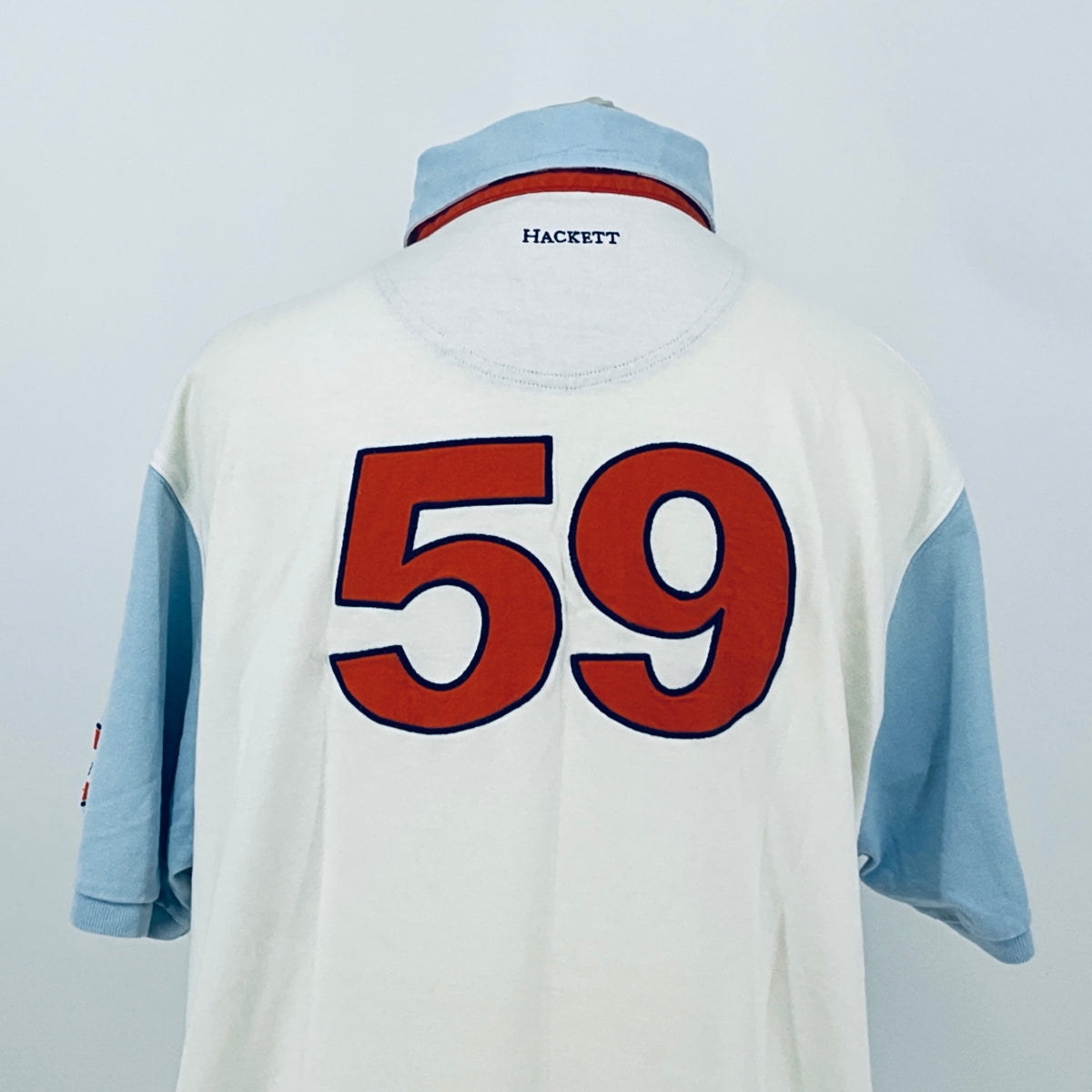 AMR Aston Martin Racing Le Mans team polo shirt, close back view featuring large 59 number