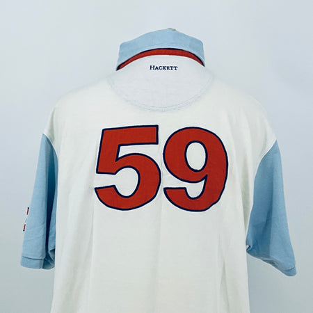 AMR Aston Martin Racing Le Mans team polo shirt, close back view featuring large 59 number