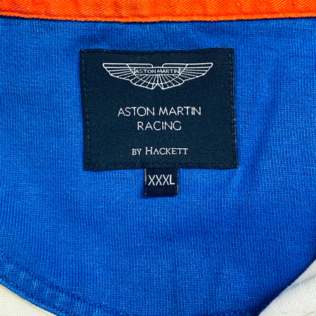 Black neck label with Aston Martin Racing by Hackett and size XXXL