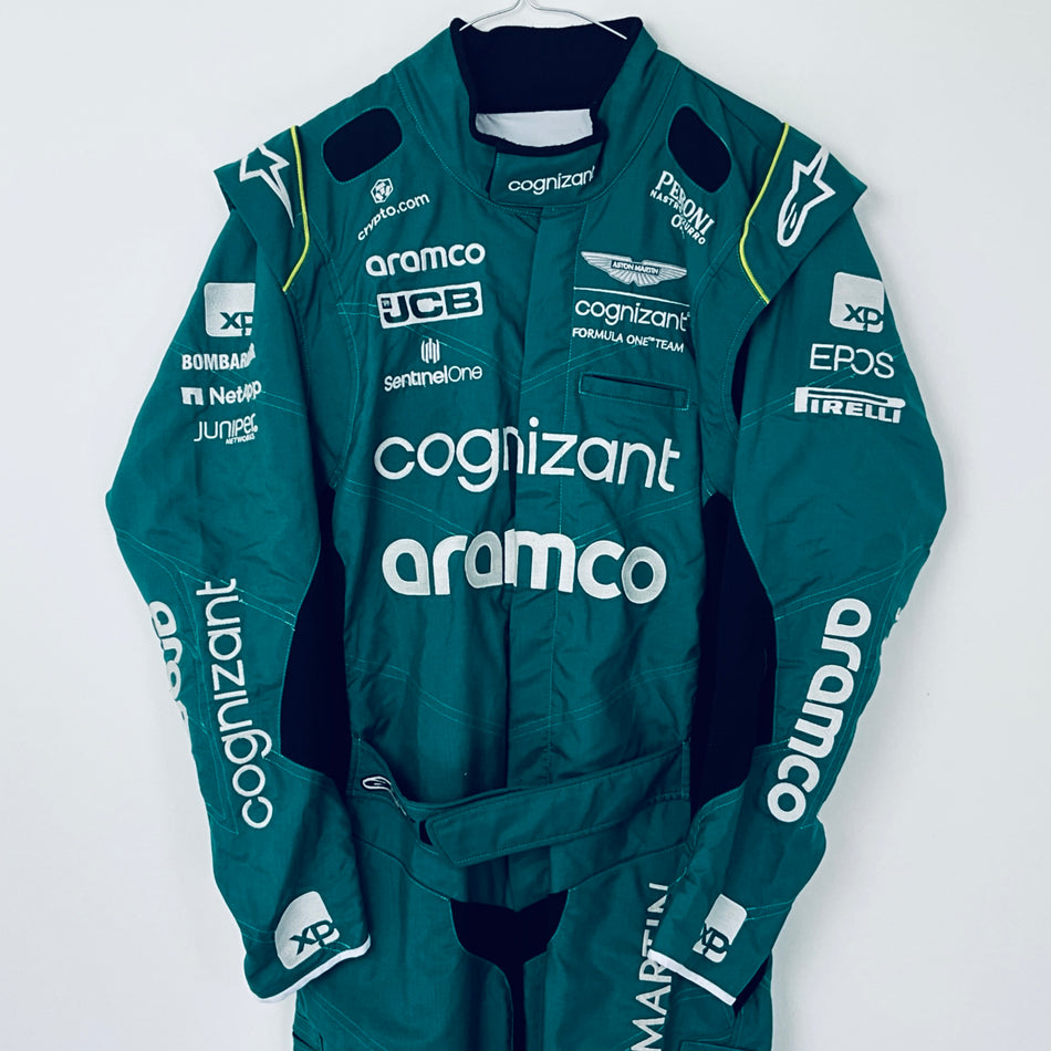 Team Issued Used 2023 Aston Martin Aramco CognizantF1 Team 2023 F1 Team Alpinestars Pit Crew Pit-Stop Suit