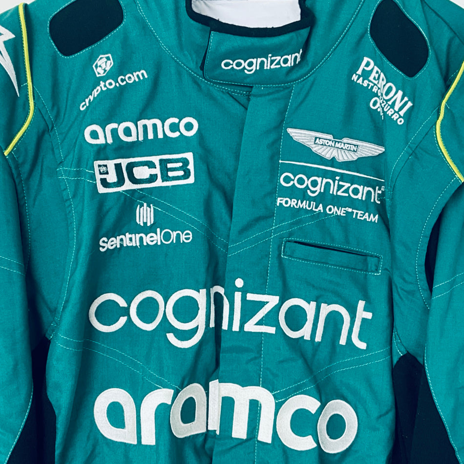 Team Issued Used 2023 Aston Martin Aramco CognizantF1 Team 2023 F1 Team Alpinestars Pit Crew Pit-Stop Suit