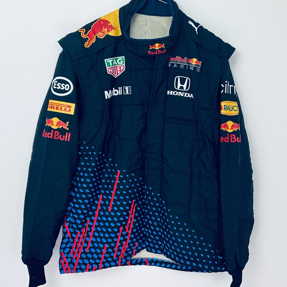 Team Issued Used 2021 Red Bull Honda Racing F1 Team Puma Pit Crew Pit Stop Front Jack Operators Suit