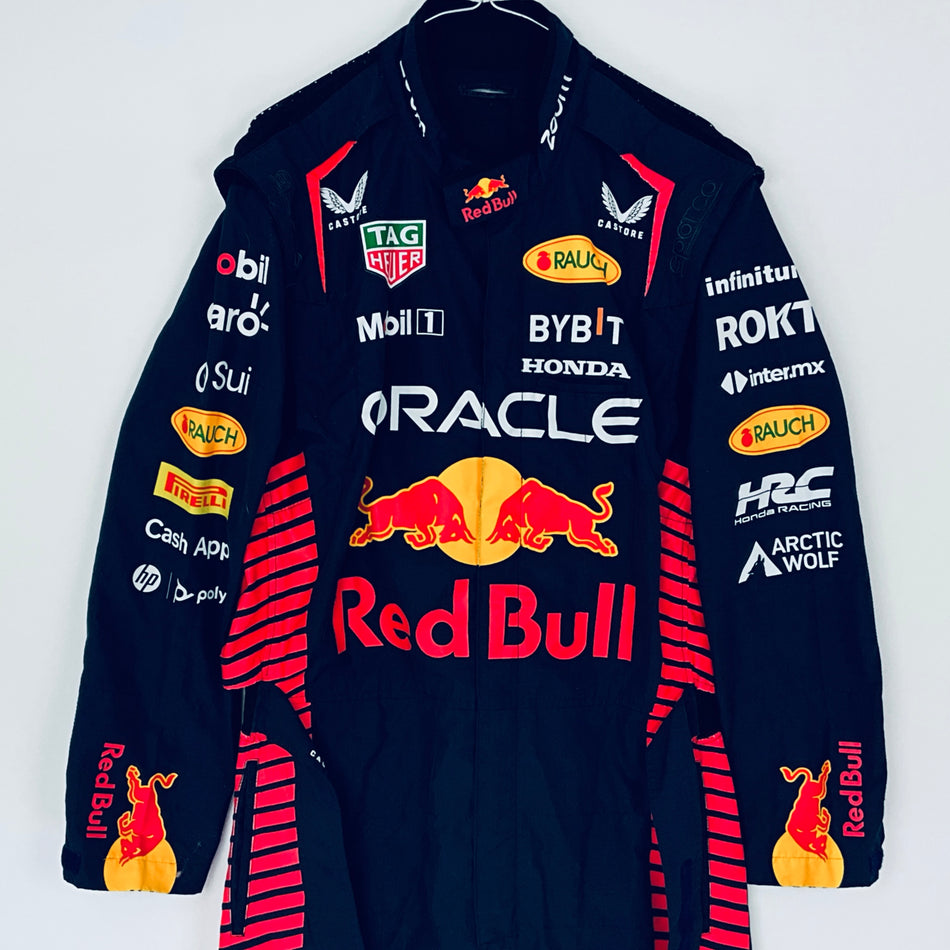 Team Issued 2024 Red Bull Racing F1 Used Team Sparco Pit Crew Pit-Stop Suit-Red Stripe Version