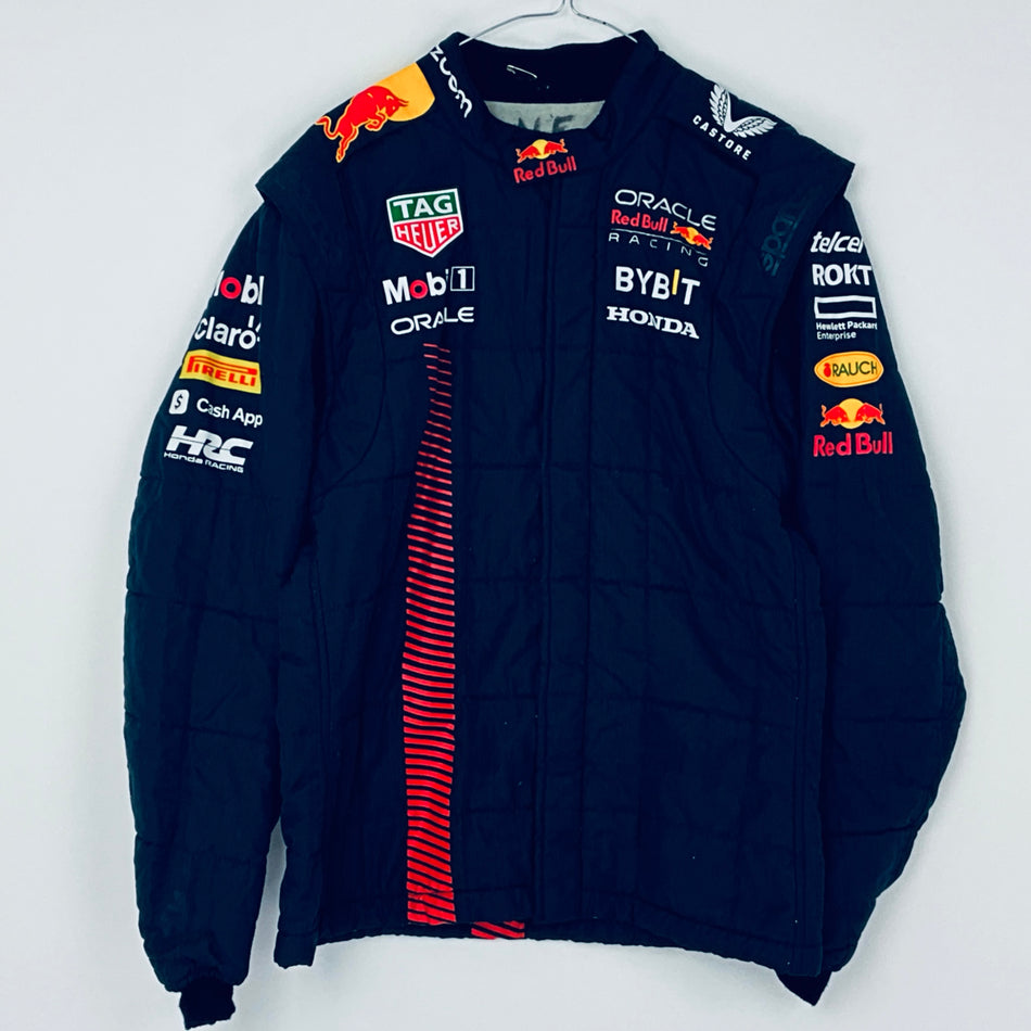 Team Issued Used 2023 Red Bull Racing F1 Team Puma Pit Crew Pit Stop Front Jack Operators  Suit