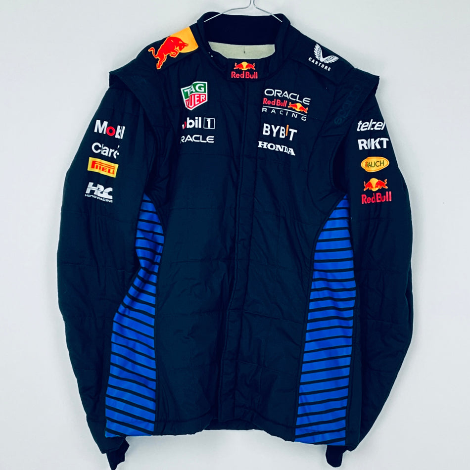 Team Issued Used 2024 Red Bull Racing F1 Team Sparco Pit Crew Front Jack Operators Suit