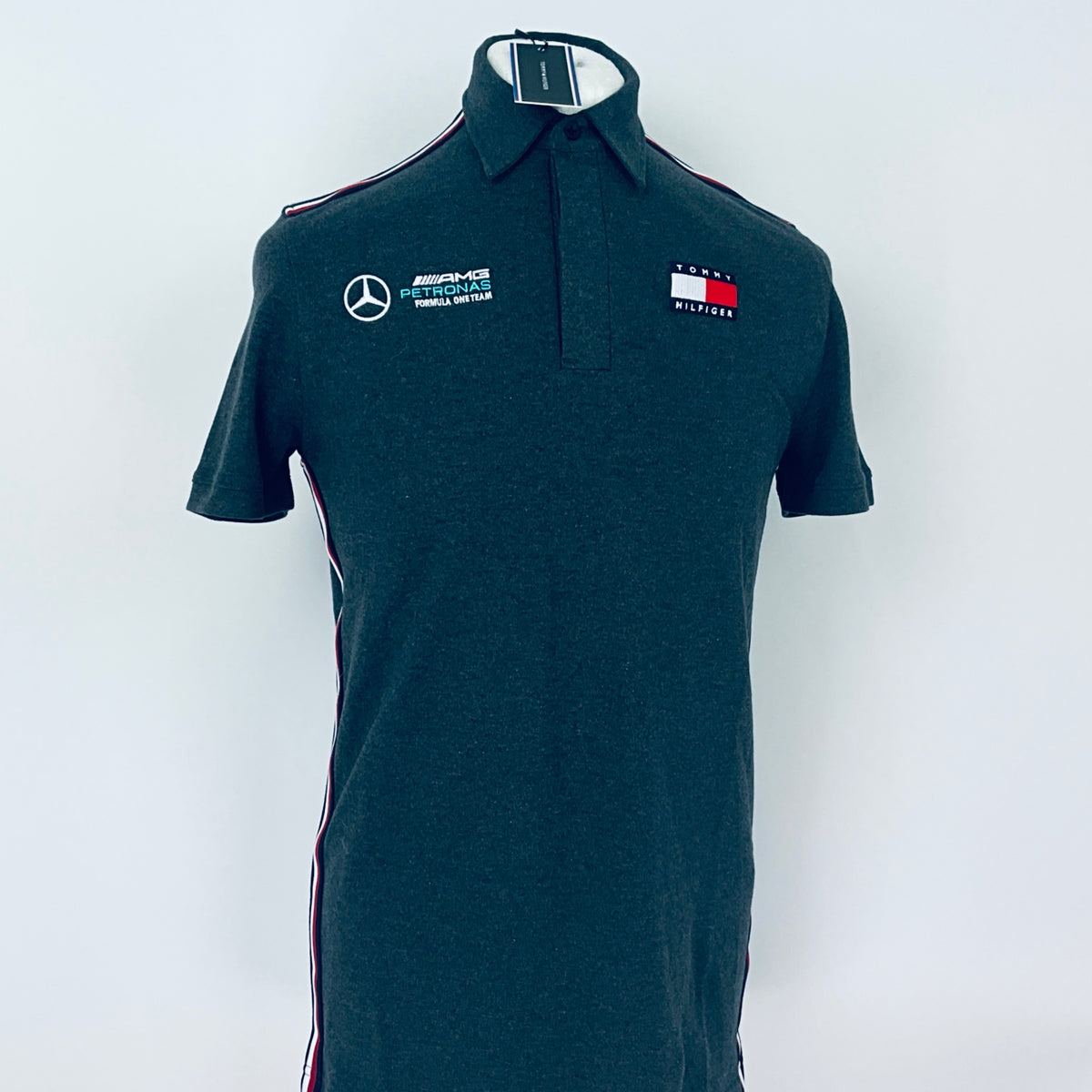Team Issue Mercedes AMG Petronas Formula One Team Polo Shirt-Tommy Hilfiger Grey - Pit-Lane Motorsport