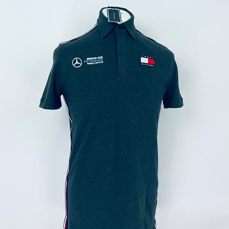Team Issue Mercedes AMG Petronas Formula One Team Polo Shirt-Tommy Hilfiger Grey - Pit-Lane Motorsport