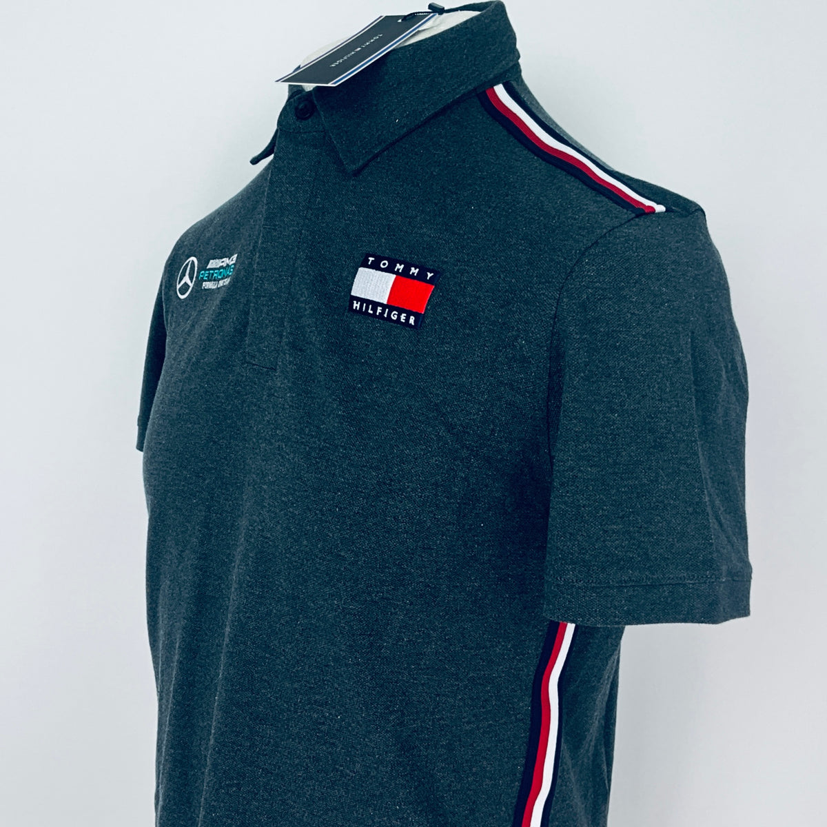 Team Issue Mercedes AMG Petronas Formula One Team Polo Shirt-Tommy Hilfiger Grey - Pit-Lane Motorsport