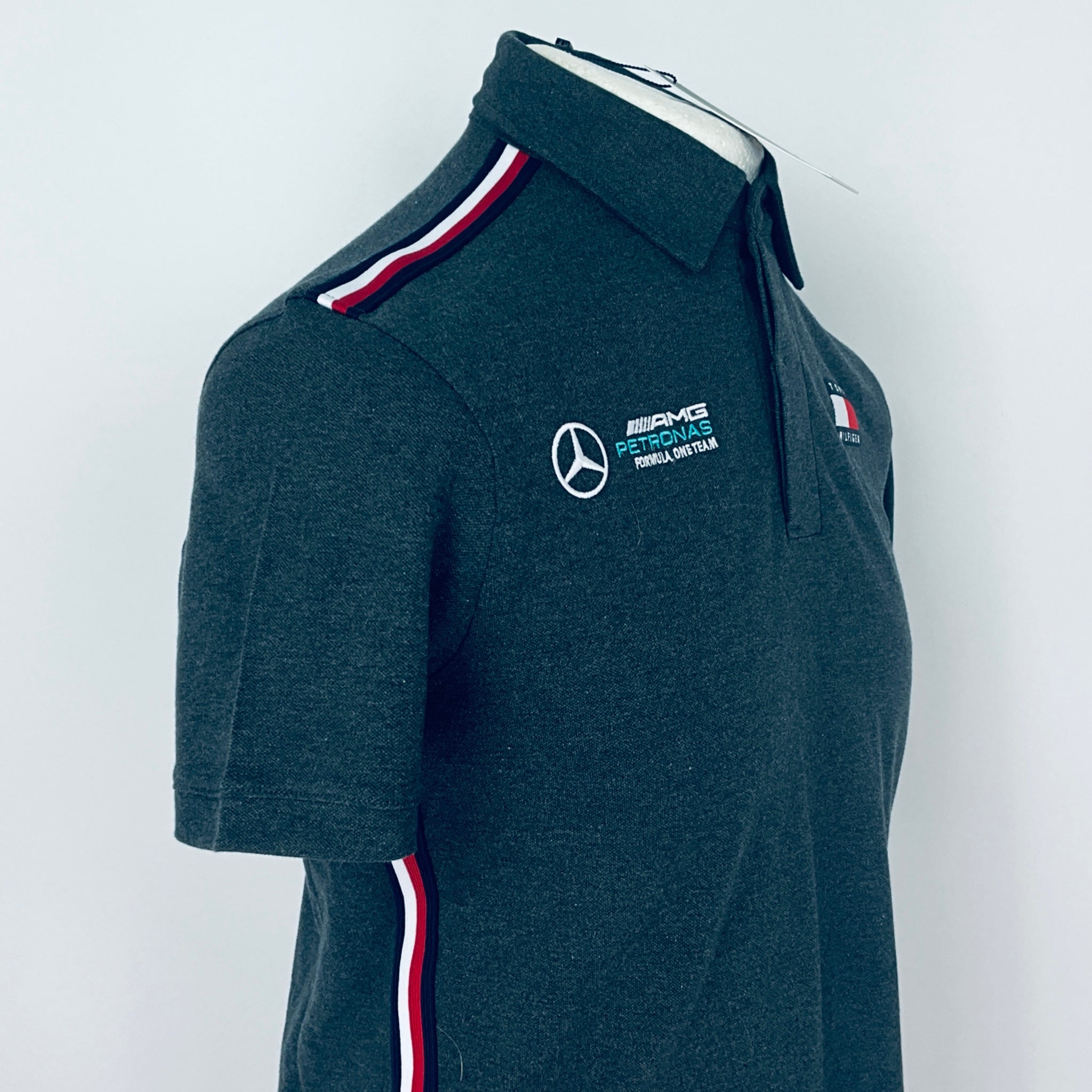 Team Issue Mercedes AMG Petronas Formula One Team Polo Shirt-Tommy Hilfiger Grey - Pit-Lane Motorsport