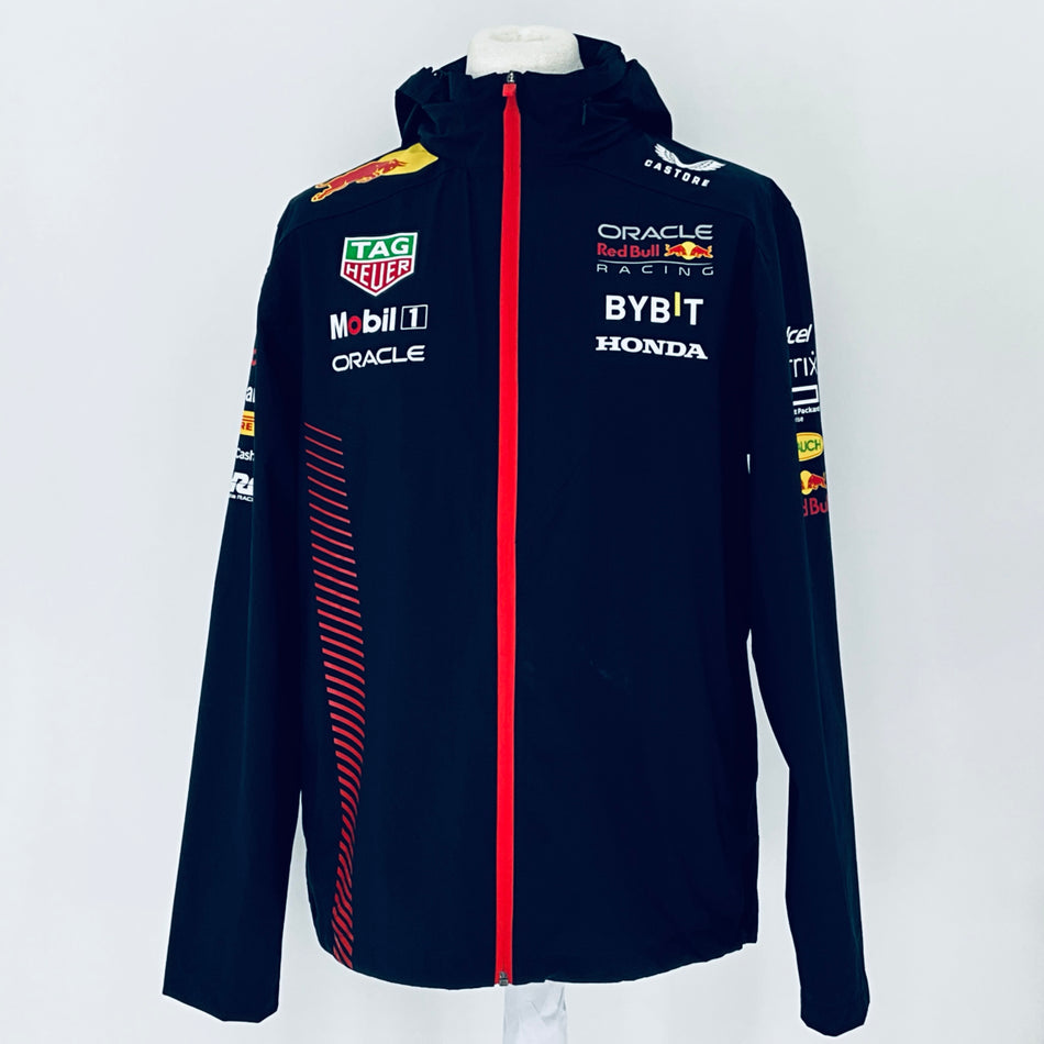 Oracle Red Bull Racing F1 Tram Castore 2023 Team Issue Race Day Hooded Rain Jacket-Team Issue
