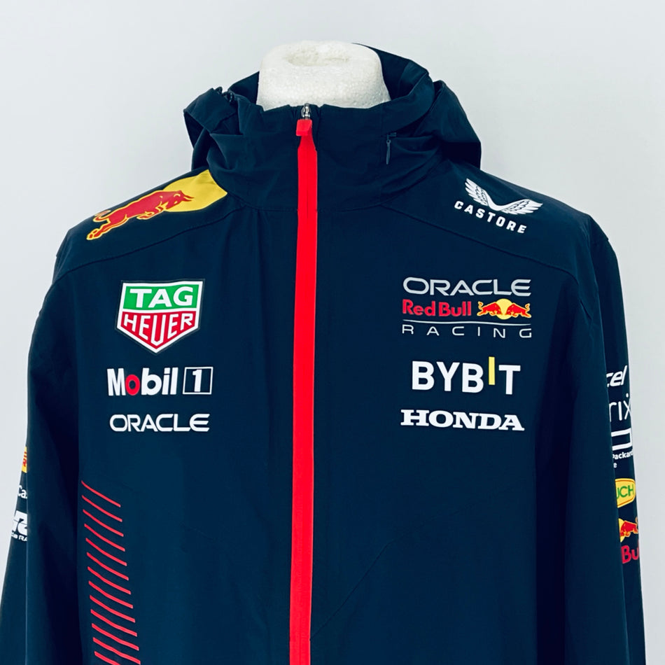 Oracle Red Bull Racing F1 Tram Castore 2023 Team Issue Race Day Hooded Rain Jacket-Team Issue