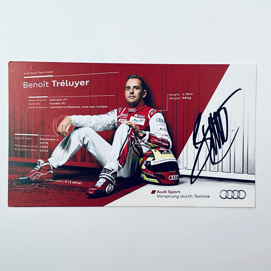 Benoit Treluyer Hand Signed Audi Sport Sport Le Mans Team Driver Card