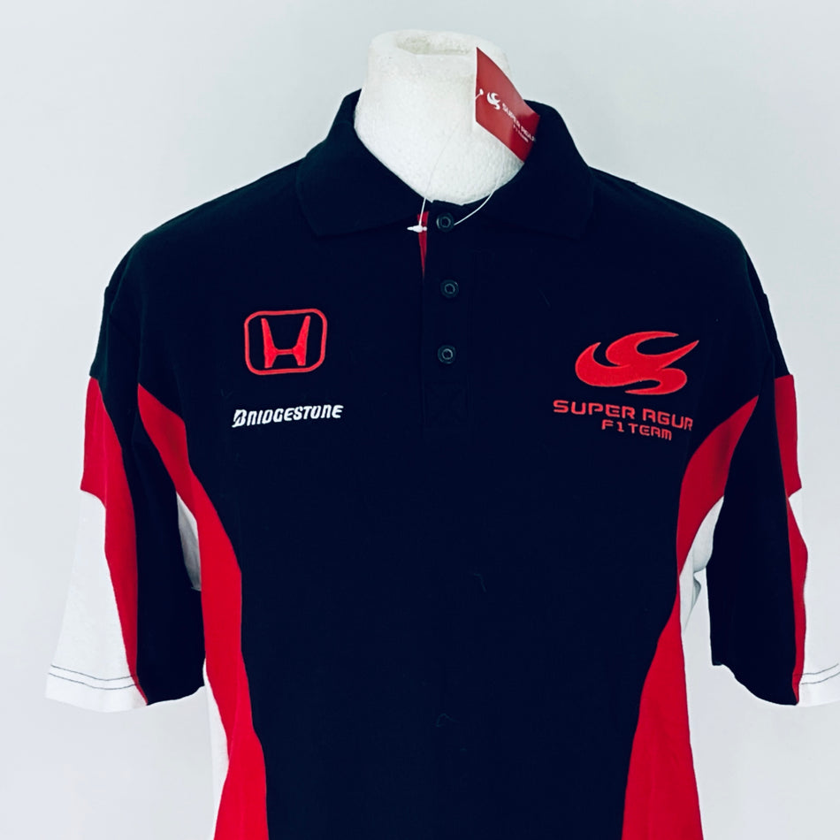 Super Aguri Formula One Team Official Team Issue Polo Shirt-Black